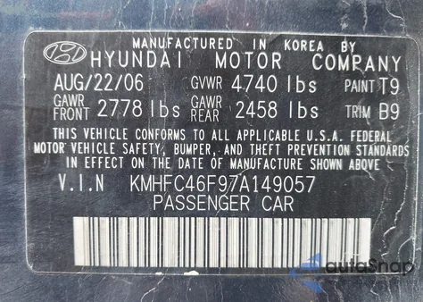 2007 Hyundai Azera Limited/Se from USA, damaged, VIN KMHFC46F97A149057